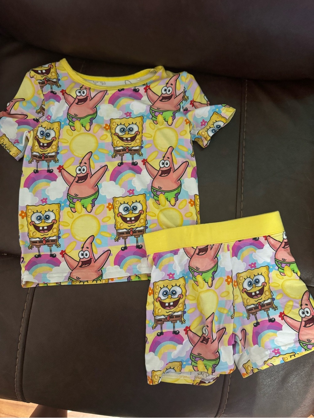 Kids SpongeBob & Patrick Yellow Short Pajama Set BAMBOO
